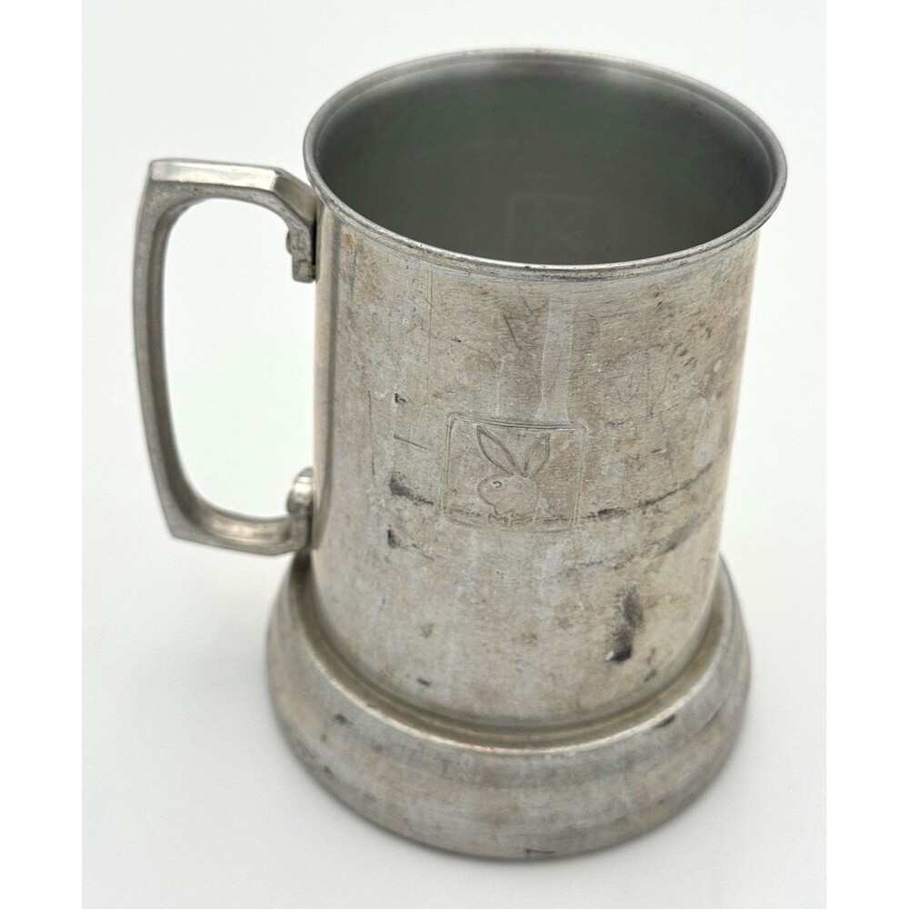 Vintage Playboy Metal Beer Mug w/ Embossed Fish Design, Breweriana Theme